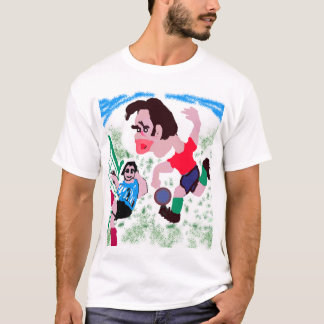 決定ゴール - サッカーのキャリカチュア Tシャツ