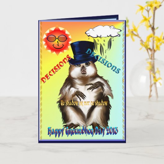 決定決定Groundhog日カード カード (黄色い花)