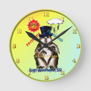 決定決定Groundhog日Wallclock ラウンド壁時計
