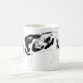 決意のブルドッグの歩行 黒と白のアートワーク コーヒーマグカップ (中央)