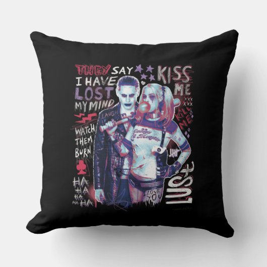 決死隊 |ジョーカー&ハーレータイポグラフィ写真 クッション (正面)