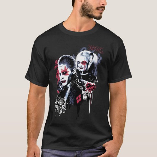 決死隊 |ジョーカー&ハーレー・グラフ絵を描ィティ Tシャツ (正面)