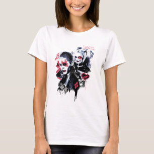 決死隊 ジョーカー&ハーレー・グラフ絵を描ィティ Tシャツ
