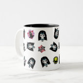 決死隊 |魅惑的な絵文字パターン ツートーンマグカップ (正面左)