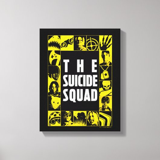 決死隊 |黄色と黒のアイコンブロック キャンバスプリント (正面)