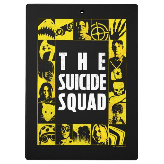決死隊 |黄色と黒のアイコンブロック クリップボード (裏面)