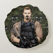 決死隊 | Rickフラグ漫画ブックアート ラウンドクッション (裏面)