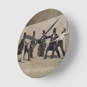 決闘(写真) ラウンド壁時計 (傾斜)