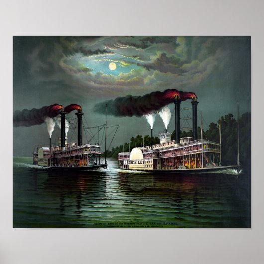 汽船の強盗の競走。イースター・リーとナチェズ ポスター (正面)