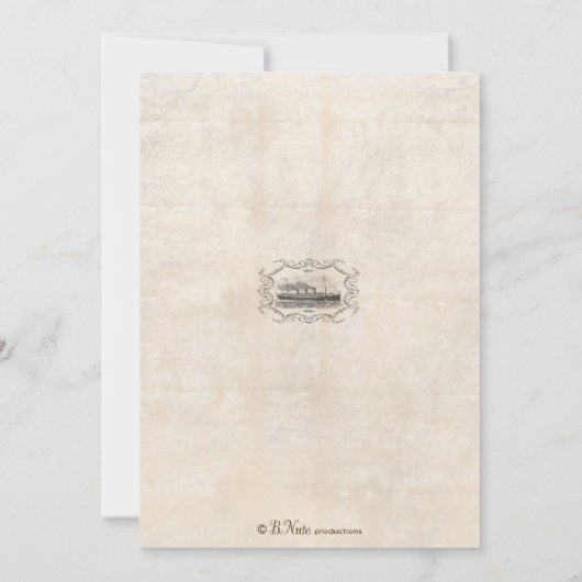 汽船の遊航船のチケットの招待状の誕生日 招待状 (裏面)