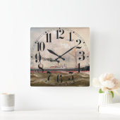 汽船ルイーズ1800年代 スクエア壁時計 (ホーム)