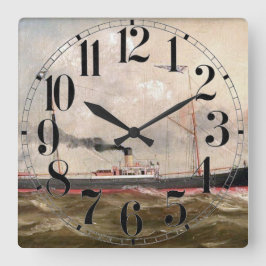 汽船ルイーズ1800年代 スクエア壁時計