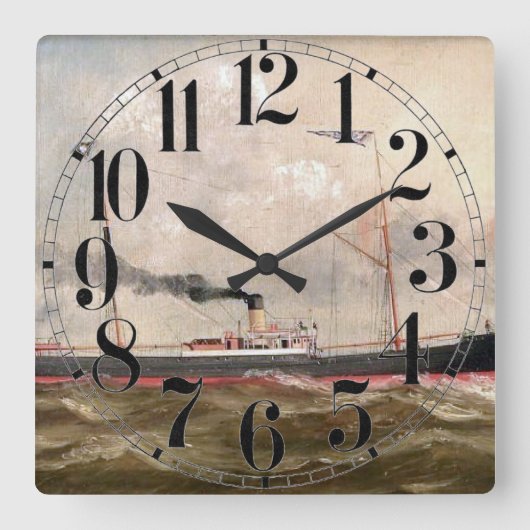 汽船ルイーズ1800年代 スクエア壁時計 (正面)