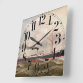 汽船ルイーズ1800年代 スクエア壁時計 (傾斜)