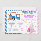 汽車とプリンセスの合同誕生日 招待状 (正面)