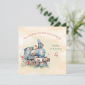 汽車の女の子の4歳の誕生日招待状 招待状 (スタンド正面)