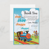 汽車の子供の誕生日 切符 かわいい お礼 サンキューカード (正面/裏面)