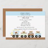 汽車の赤ちゃん 電車の男の子 ベビーシャワー 招待状 (正面/裏面)