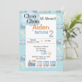 汽車ぽっぽお誕生日男の子パーティ招待 招待状 (スタンド正面)