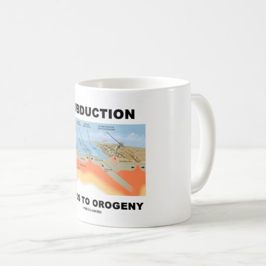 沈み込み帯は造山運動(地質学のユーモア)をもたらします コーヒーマグカップ (正面右)