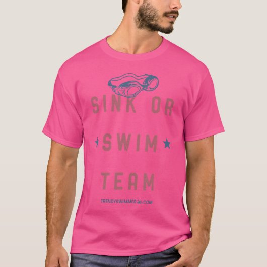 沈むか泳ぐかチーム 水泳 スイマー ユーモア Tシャツ (正面)