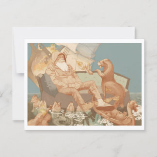 沈没する商船の海の風景 ポストカード