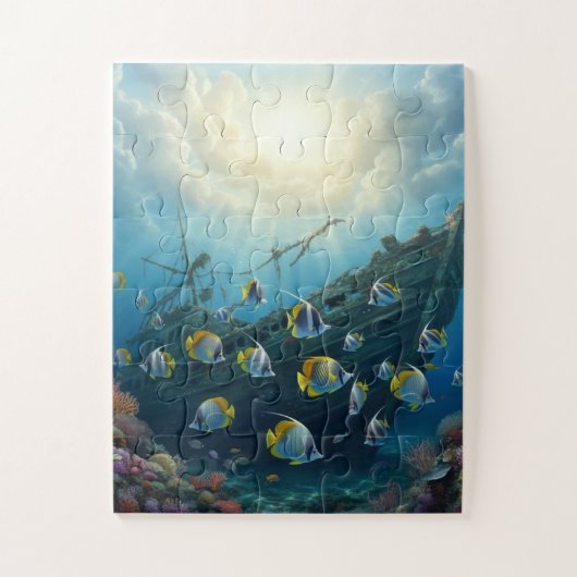 沈没船と魚群 ジグソーパズル (縦)