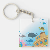 沈没船と魚 キーホルダー (正面)