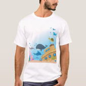 沈没船と魚 Tシャツ (正面)
