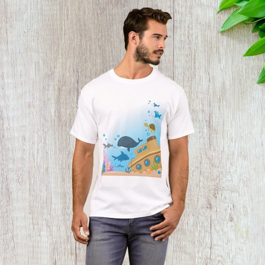 沈没船と魚 Tシャツ