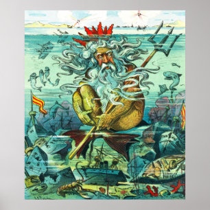 沈没船の間に座っている海王星 ポスター