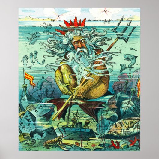沈没船の間に座っている海王星 ポスター (正面)