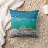 沈静ターコイズビーチウェーブズアート クッション (ブランケット)