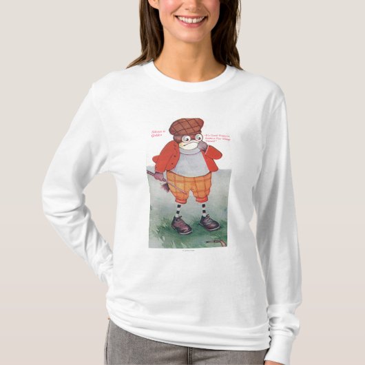 沈黙に注意しているゴルフをするフクロウは金です Tシャツ (正面)