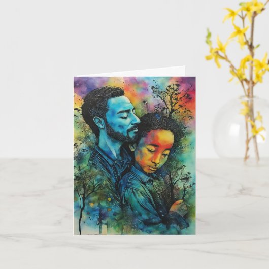 「沈黙の強さ」- 魂を揺さぶる父の日 カード (黄色い花)