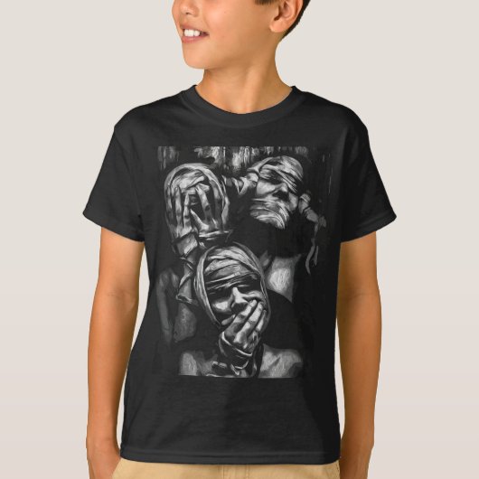 沈黙の影: 抽象的な顔 Tシャツ (正面)