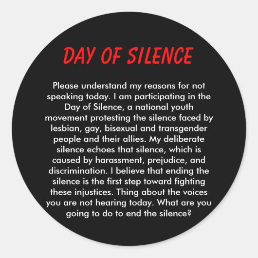 沈黙の日 ラウンドシール (正面)