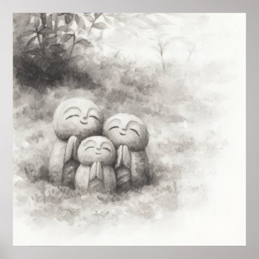 沈黙の通り道 — 墨絵の侘び寂びの調和 ポスター (正面)
