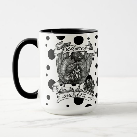 沈黙は吸い手のためだ。ギニアアート(水玉模様) マグカップ (左)