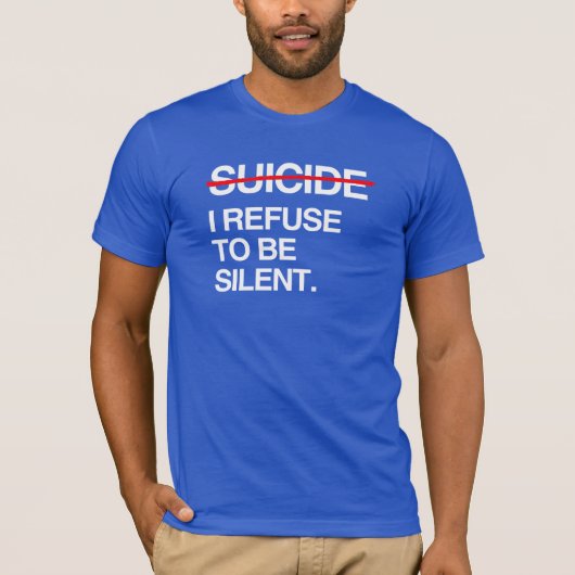 沈黙は拒否 自殺に反対 Tシャツ (正面)