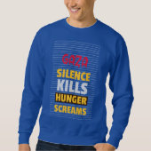 沈黙は飢えを殺しガザの飢餓を叫ぶ スウェットシャツ (正面)