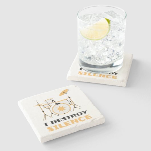 沈黙を壊す面白ドラマー ストーンコースター (横)