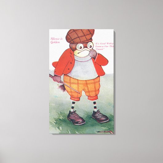 沈黙を守るフクロウが金色 キャンバスプリント (正面)