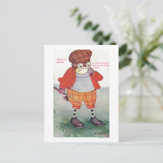 沈黙を守るフクロウが金色 ポストカード (スタンド正面)