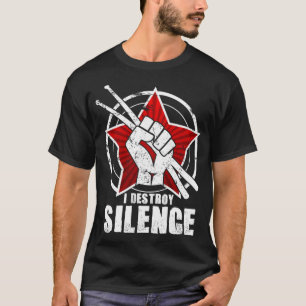 沈黙を破壊する - おもしろいヴィンテージ ドラム ドラマー ギ Tシャツ