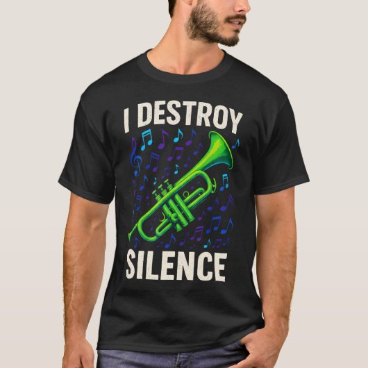 沈黙を破壊する - サックス奏者の音楽 Tシャツ (正面)