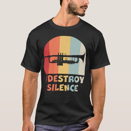 沈黙を破壊する 面白いトランペット奏者 マーチング Tシャツ (正面)