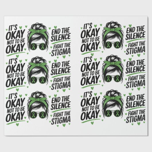 沈黙を終え、スティグマと戦う – メンタルヘルス ラッピングペーパー (シーム)