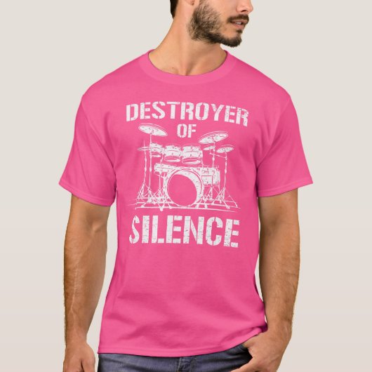 沈黙ドラマーのパーカッションのメおもしろいンス駆逐艦 Tシャツ (正面)