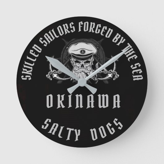 沖縄の塩辛い犬 ラウンド壁時計 (正面)